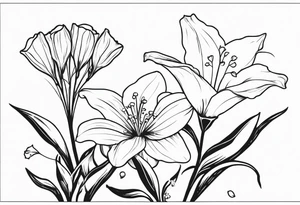 Aster, morning glory and lily of the valley flowers tattoo idea