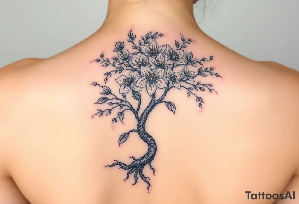 Powerful flower tree with cloud over it  (arm tattoo) tattoo idea