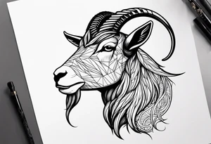 Headshot of Capricorn goat tattoo idea