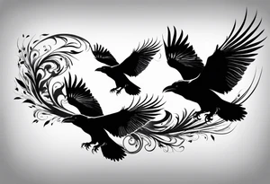 3 ravens in flight tattoo idea