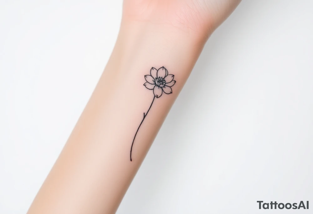 fine-line flower on my inner wrist, with the stem flowing down into a bible verse tattoo idea