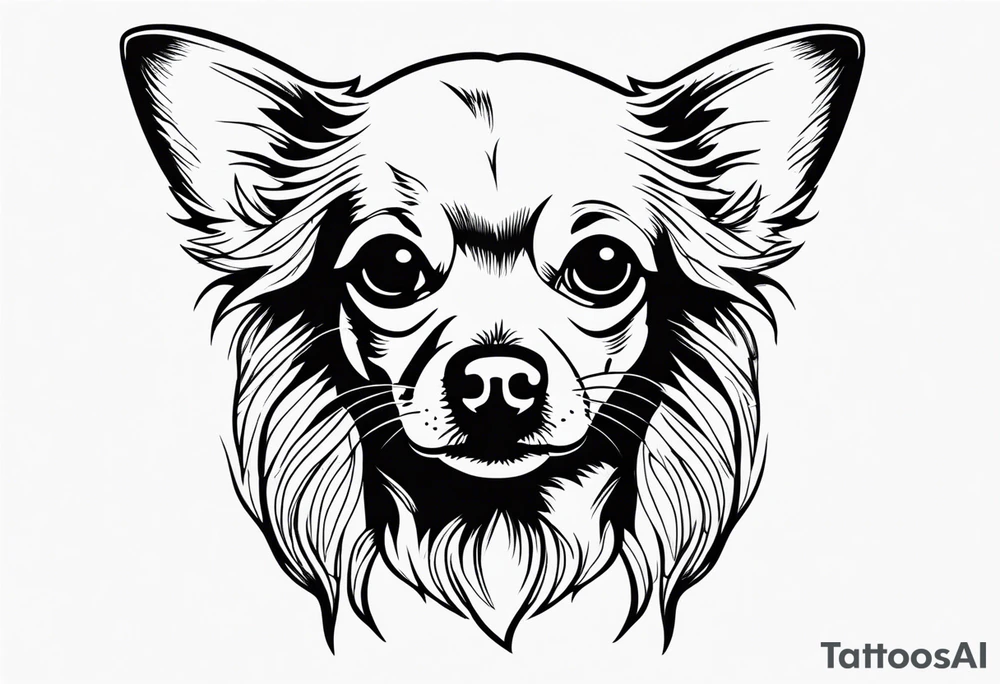 chihuahua long haired tattoo idea