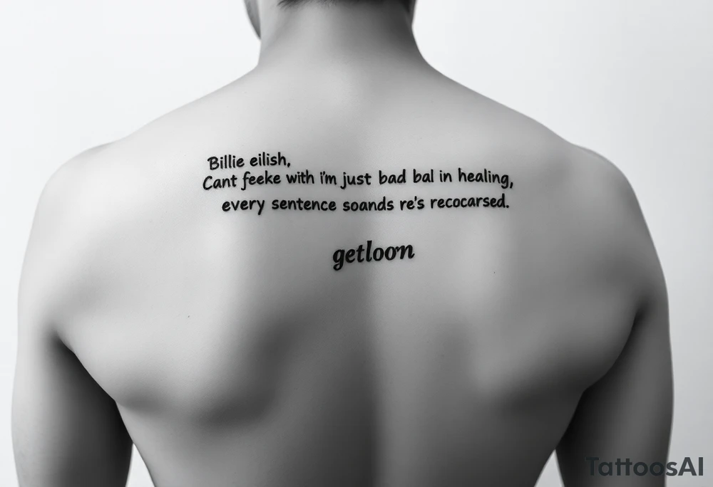 Lyrics from 'getting older' by billie eilish: "cant shake the feeling that im just bad at healing, and maybe thats the reason every sentence sounds rehearsed" And billie eilish logo and semi colon tattoo idea