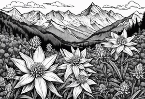 Edelweiss flower on a mountain tattoo idea