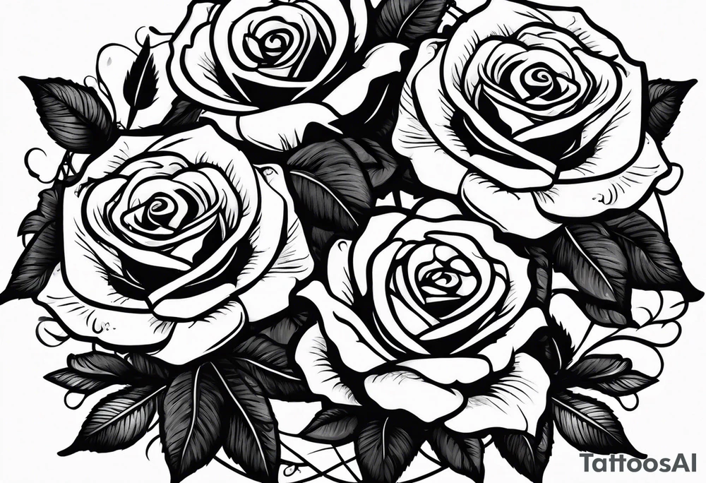 4 roses with a banner tattoo idea