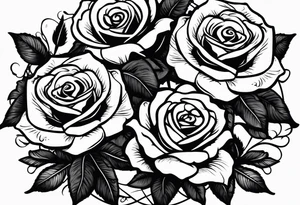 4 roses with a banner tattoo idea