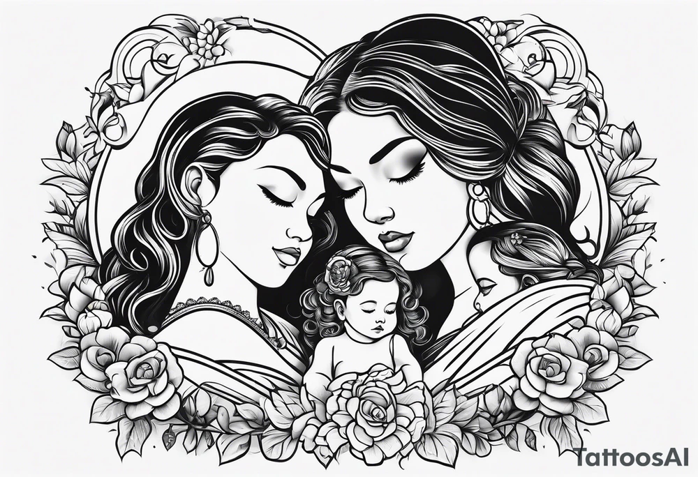 Mininalistic 2 tattoos matching to a daughter and a mother tattoo idea