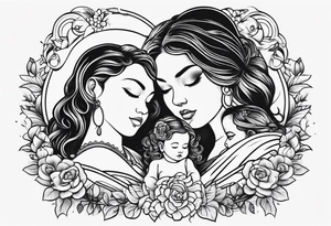 Mininalistic 2 tattoos matching to a daughter and a mother tattoo idea
