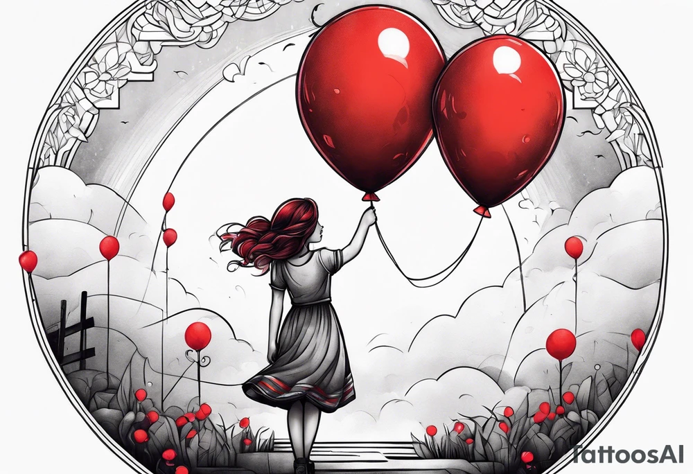 girl with the red balloon tattoo idea