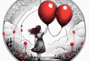 girl with the red balloon tattoo idea