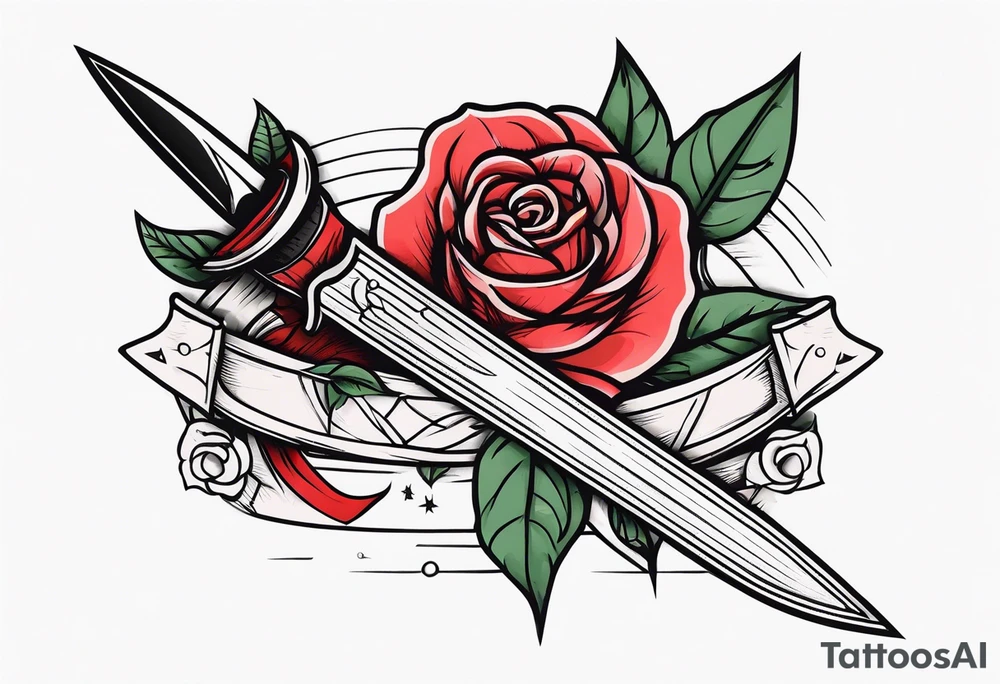 Messer mit Stacheldraht und Rose tattoo idea