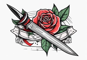 Messer mit Stacheldraht und Rose tattoo idea