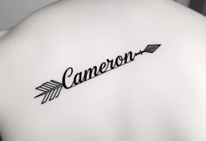 1 fancy feminine arrow that incorporates the name Cameron and another feminine arrow that incorporates the name Connor tattoo idea
