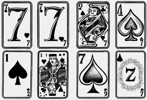 Number 7 and number 2 poker card, most outward facing card has a small grave on it tattoo idea