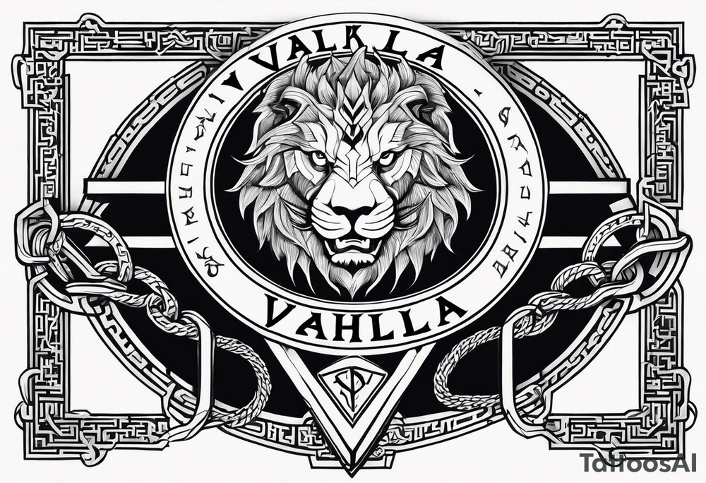 Valhalla  dragon  lion chains tattoo idea