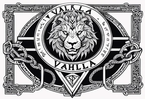 Valhalla  dragon  lion chains tattoo idea