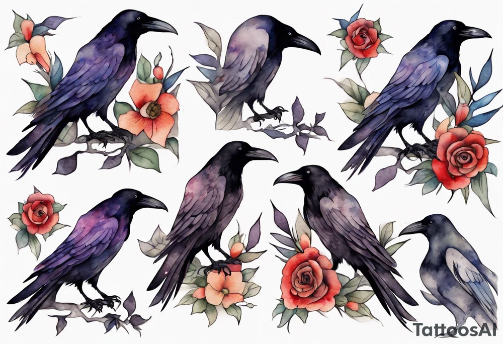 a raven wearing a scarf tattoo idea