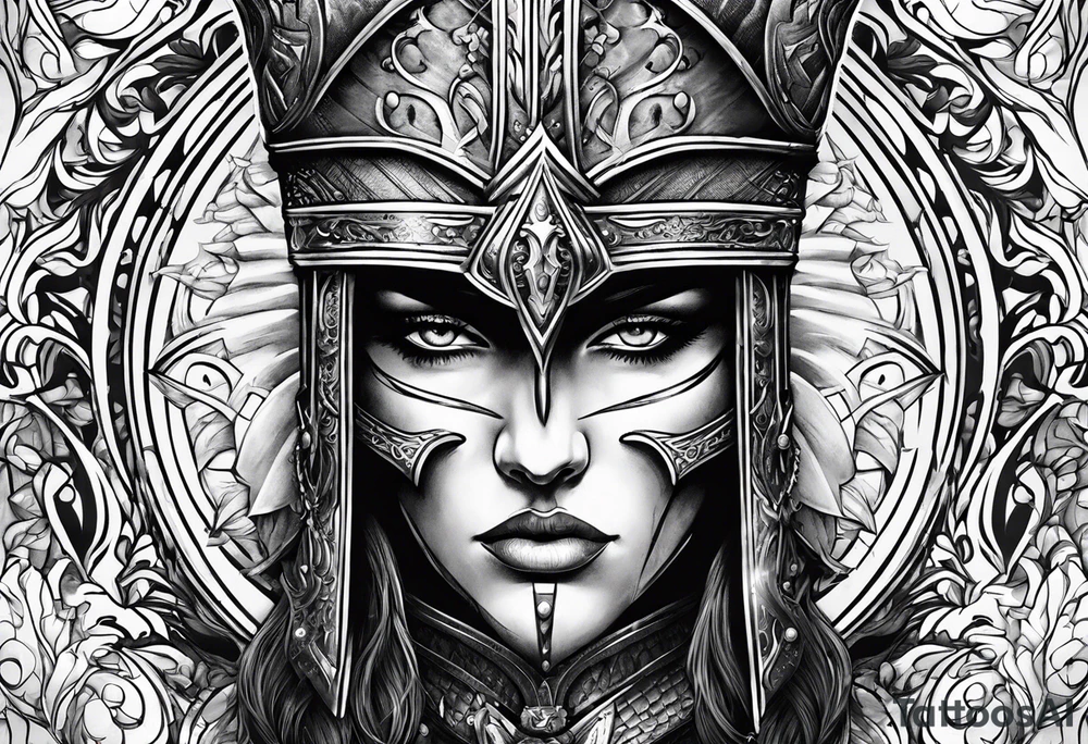 tears bouncing off shield held by warrior very simple tattoo idea