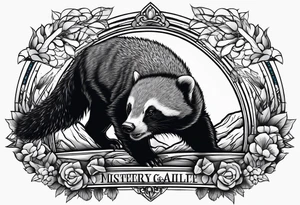 honey badger climbing, claws, arched back tattoo idea