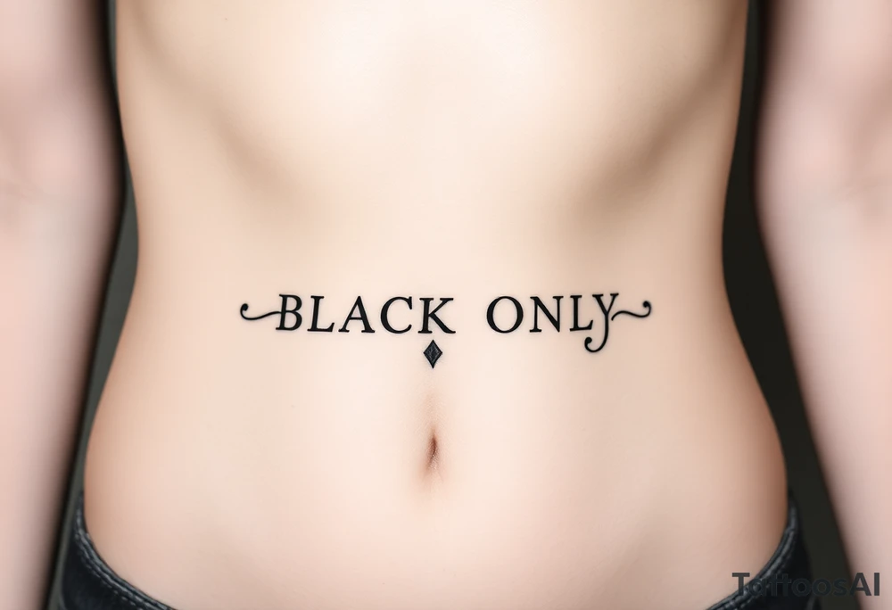text reading "BLACK ONLY" across a womb tattoo tattoo idea