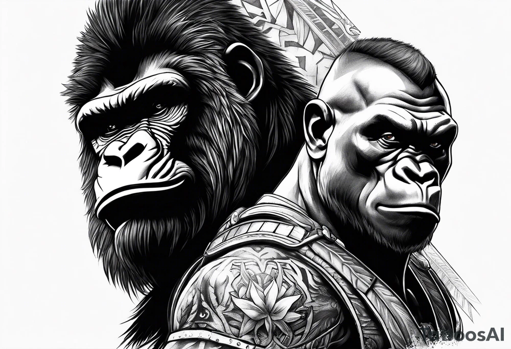 Warrior and gorilla tattoo idea