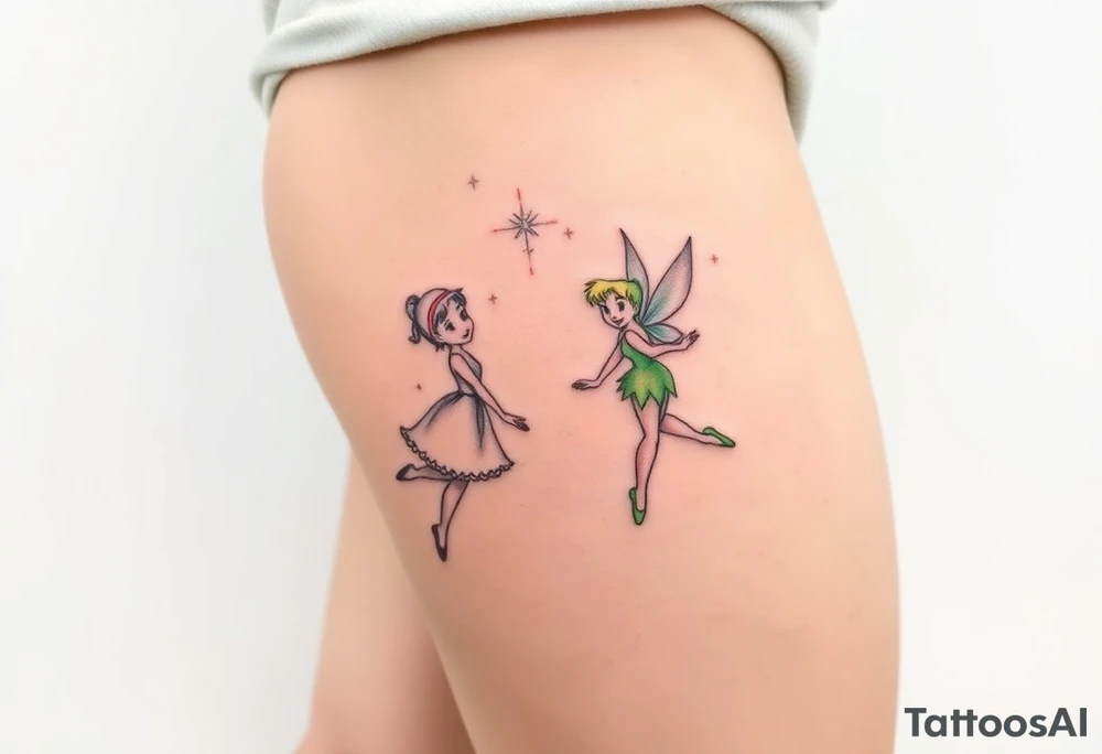 Peter pan, Wendy, Tinker Bell and Winter Tinker bell tattoo idea