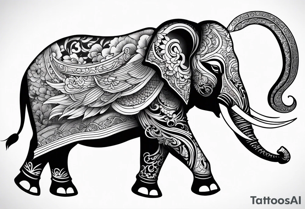 winged elephant tattoo idea
