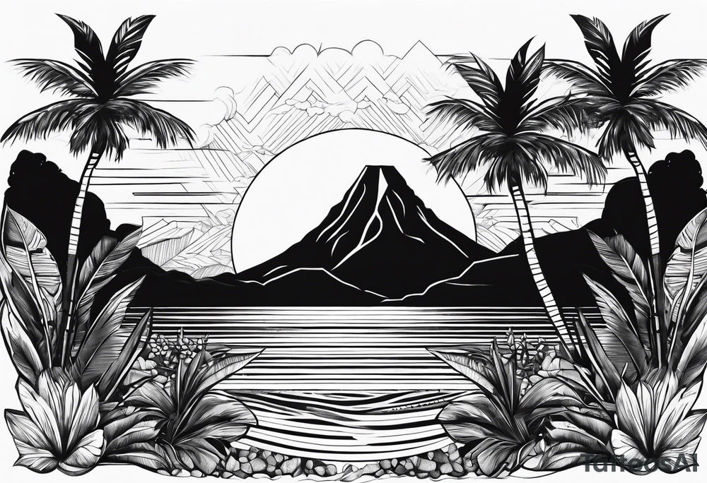 Jamaica sunset beach tattoo idea