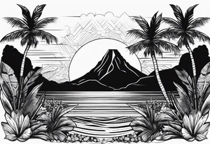 Jamaica sunset beach tattoo idea