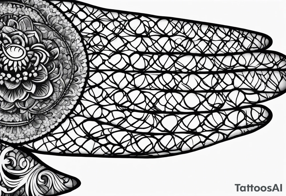 Elbow length black lace glove tattoo idea
