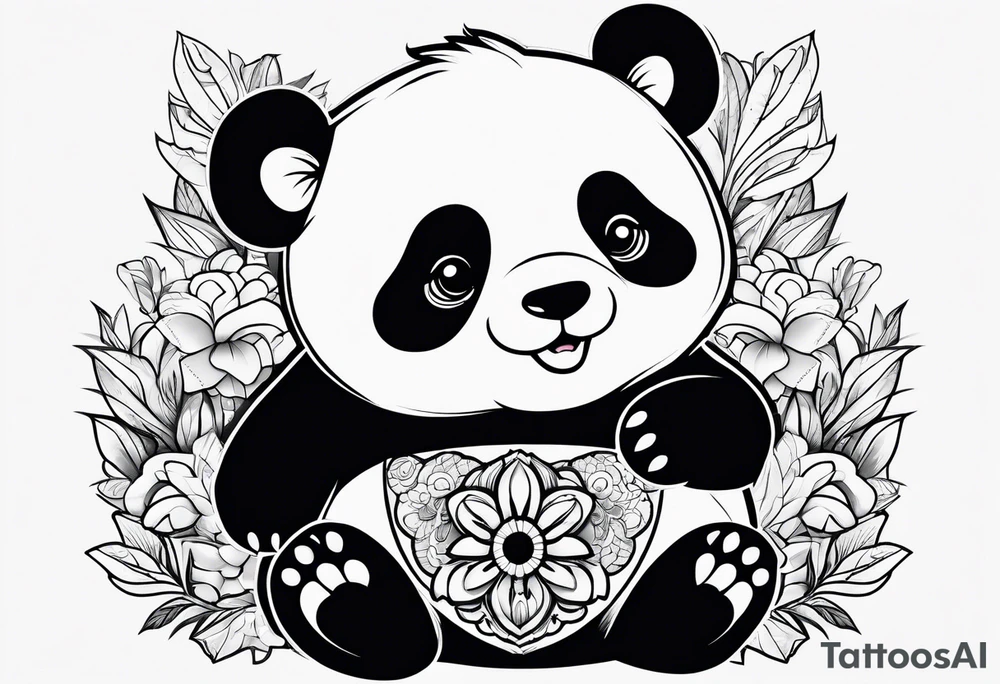 a fat cute panda tattoo idea