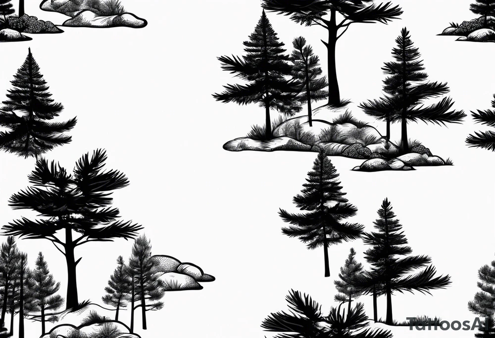 Tiny pine trees tattoo idea