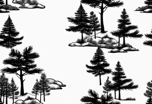 Tiny pine trees tattoo idea