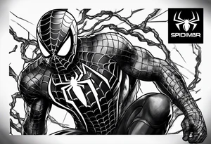 Spiderman in medic war battlefield gear full body tattoo idea