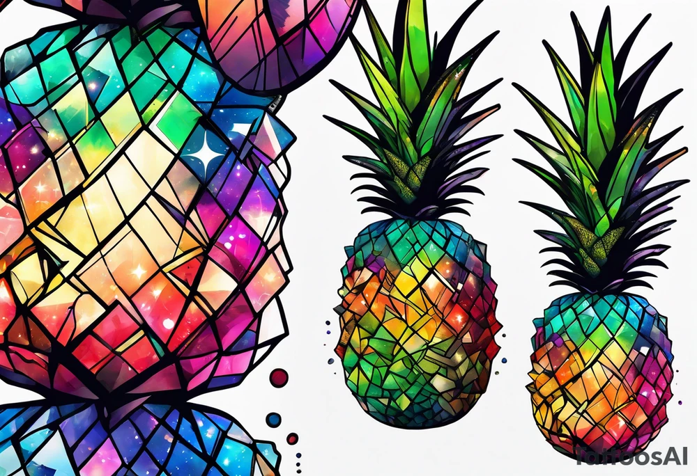 Stag in Amsterdam featuring colours of the universe and galaxies and amsterdam in the shape of a pineapple tattoo idea