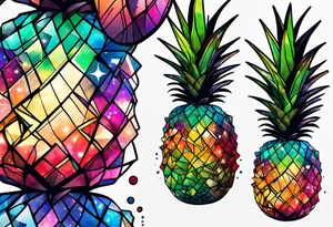 Stag in Amsterdam featuring colours of the universe and galaxies and amsterdam in the shape of a pineapple tattoo idea