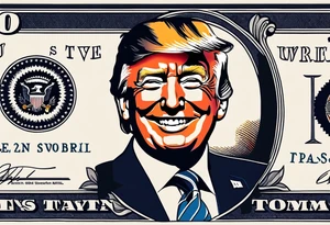 One American bill with President Trump smiling in the middle of the screen. tattoo idea