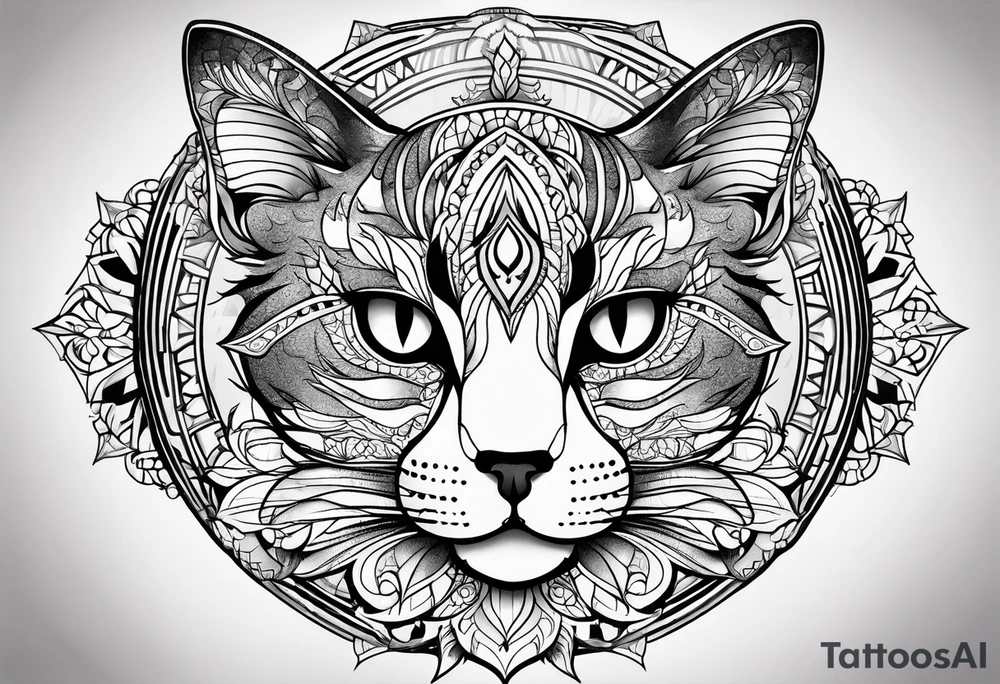 Cat mandala tattoo idea