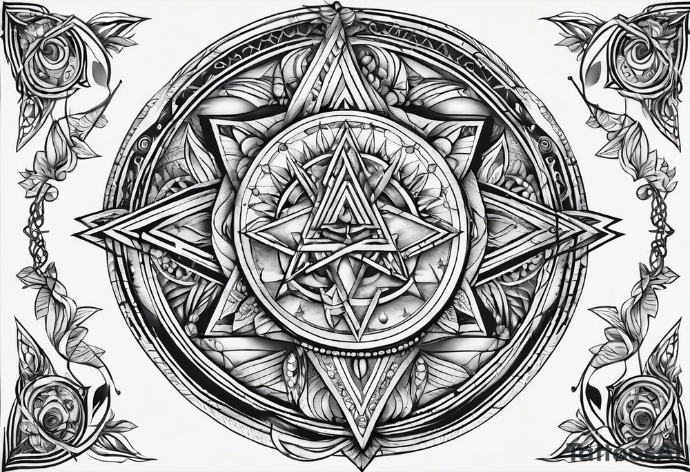 Pagan style tattoo circles triangles words tattoo idea