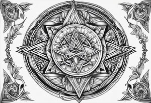 Pagan style tattoo circles triangles words tattoo idea