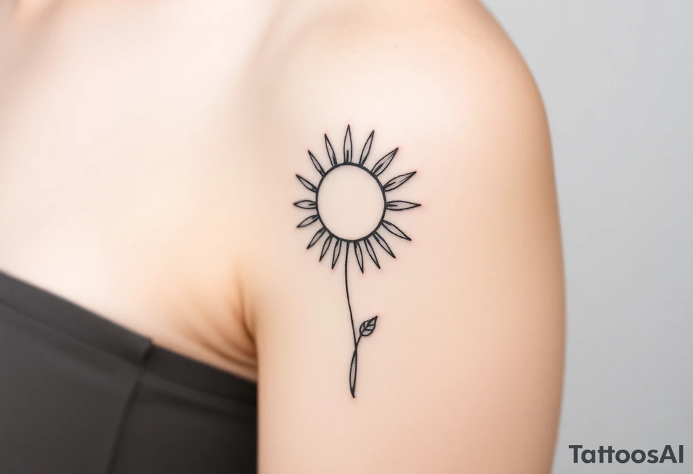 Mystical sun with long leaning stem like a sunflower tattoo idea Mystical sun with long leaning stem like a sunflower tattoo idea