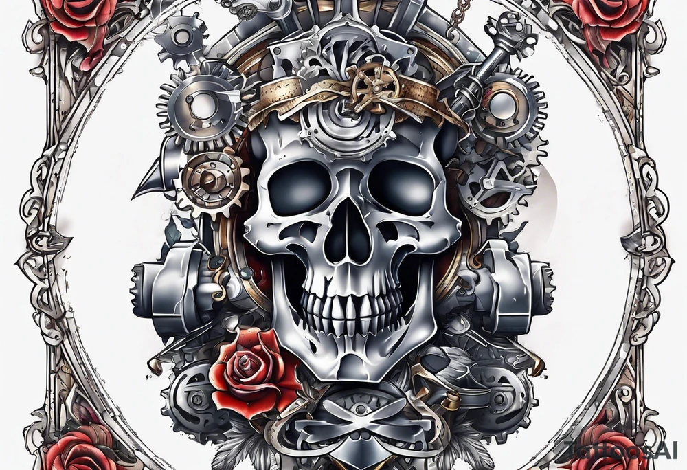 Gears in a spade tattoo idea