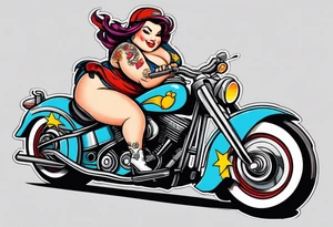 Chubby biker pin up tattoo idea