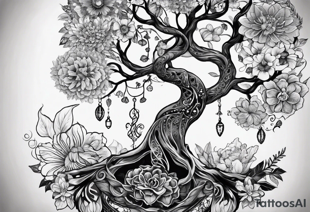 Anatomical arm sleeve.  DNA helix embedded in the tree of life.  the  heart, skeleton, lungs and brain having a nature aspect or floral aspect to them. Mandala's and flowers to fill in the space tattoo idea