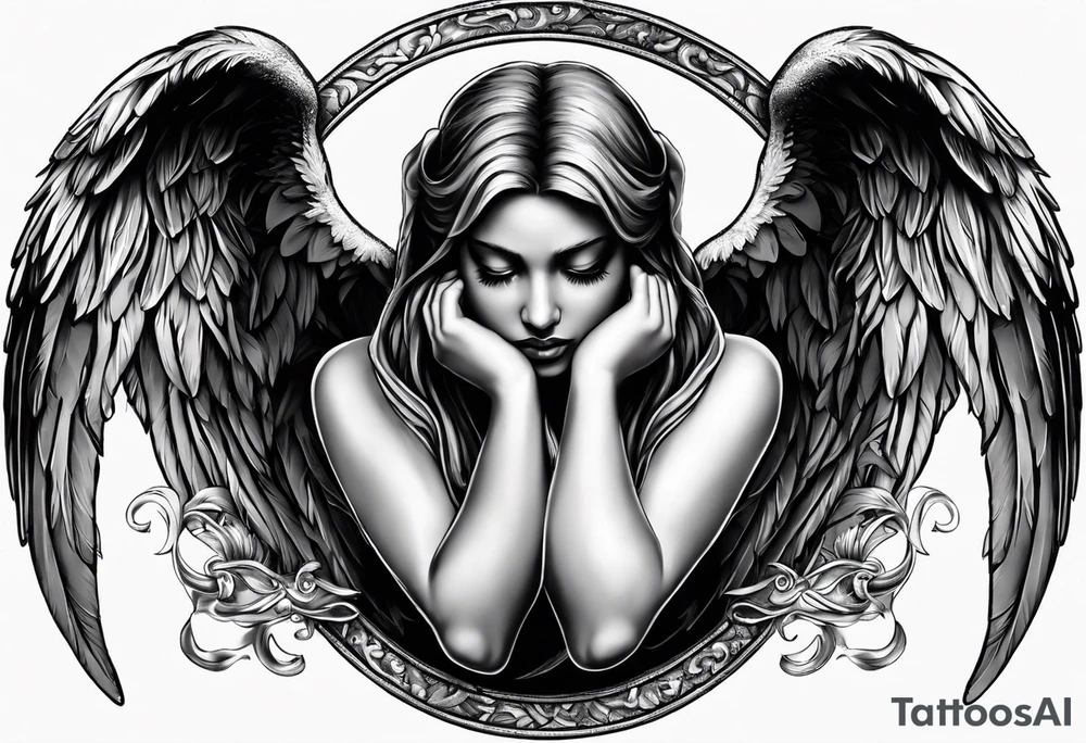 See no evil hear no evil speak no evil with angel wings wrapped around them tattoo idea
