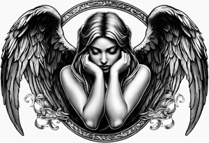 See no evil hear no evil speak no evil with angel wings wrapped around them tattoo idea