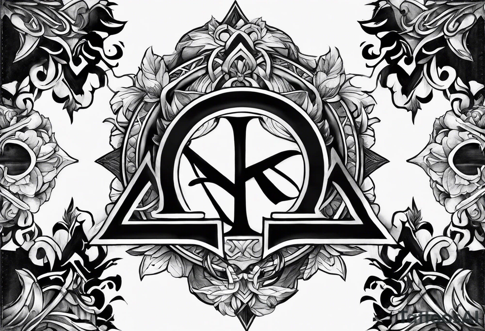 the letters A R in the middle of a ninja headband tattoo idea
