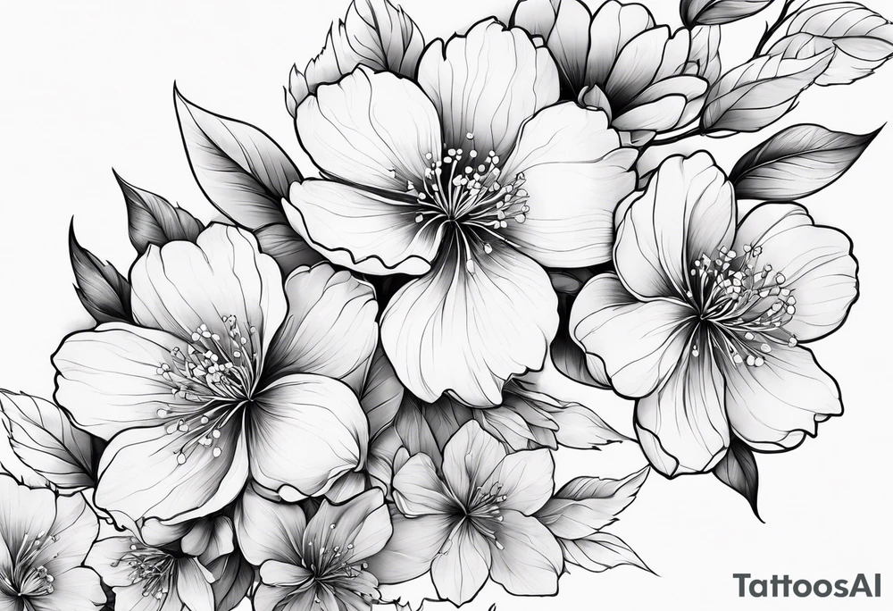 Sakura flowers in a line tattoo idea