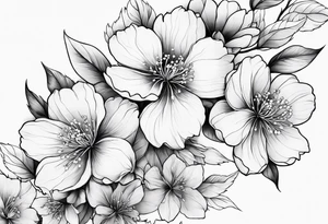 Sakura flowers in a line tattoo idea