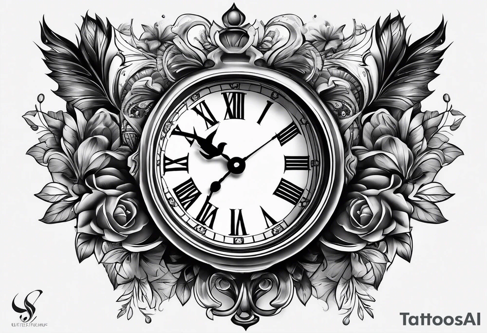 forearm sleeve, clock, stairs tattoo idea